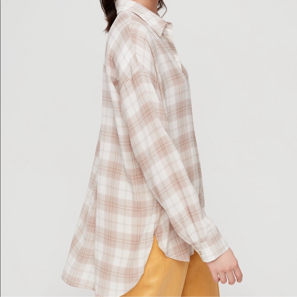 Wilfred 100% Silk Plaid Button-Up Shirt, XS